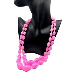 Vintage West Germany signed lucite graduated marbled bead pink lucite necklace